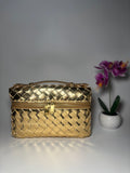 Sac doré tressé à bandoulière