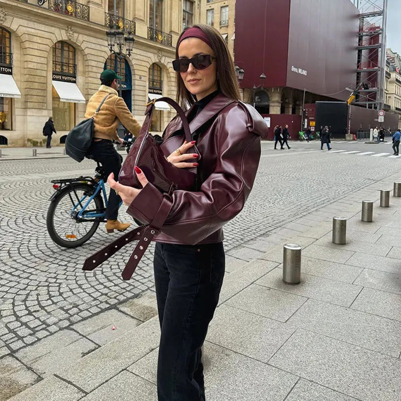 Veste en cuir Mode Streetwear Pour Vêtements pour Femmes
