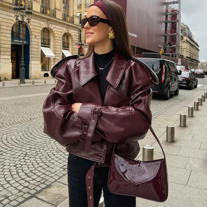 Veste en cuir Mode Streetwear Pour Vêtements pour Femmes