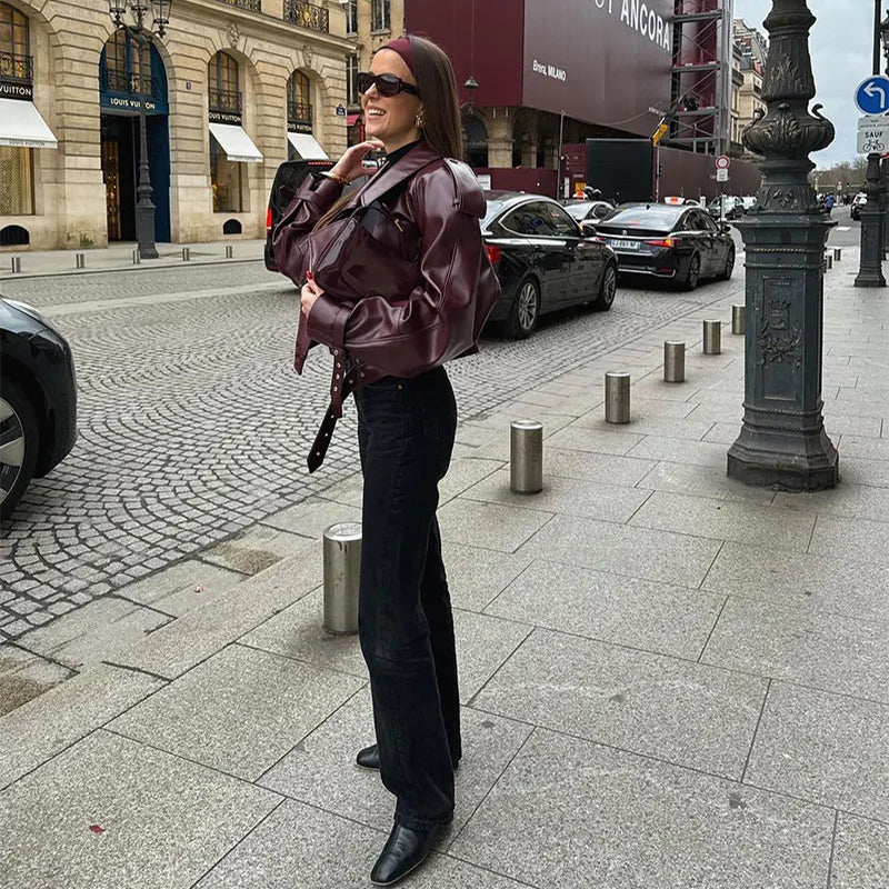 Veste en cuir Mode Streetwear Pour Vêtements pour Femmes