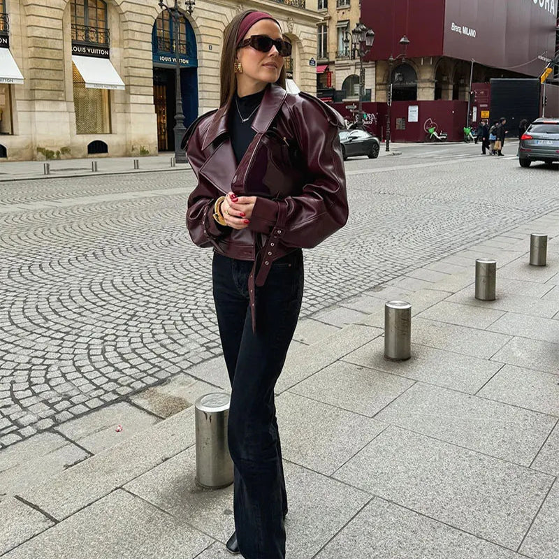 Veste en cuir Mode Streetwear Pour Vêtements pour Femmes