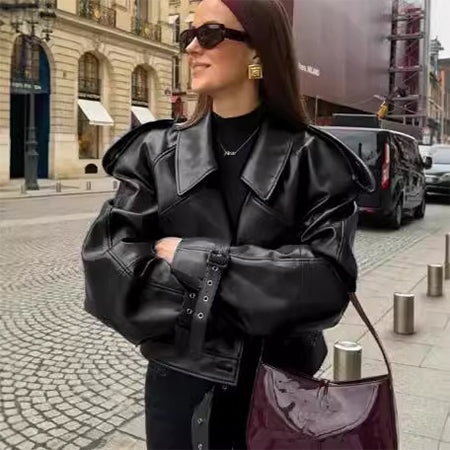 Veste en cuir Mode Streetwear Pour Vêtements pour Femmes