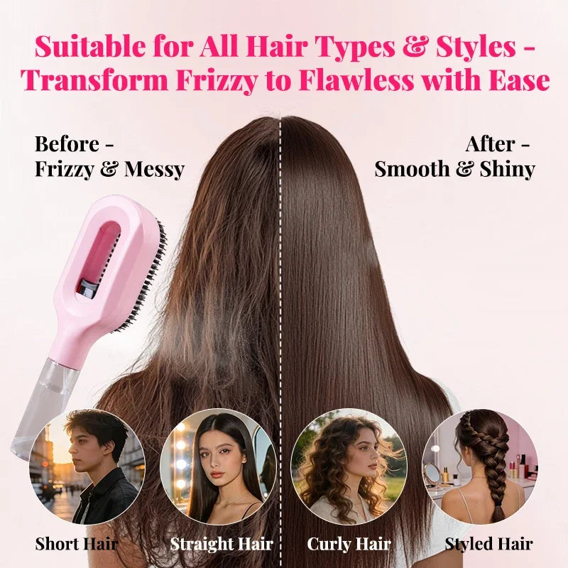 Ensemble de coiffage 4 pièces 2-en-1 pour le démêlage et l’hydratation : Brosse de contrôle des bords du peigne de massage incurvé