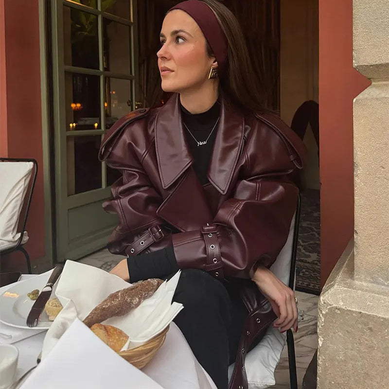 Veste en cuir Mode Streetwear Pour Vêtements pour Femmes